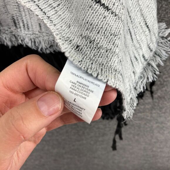 GB Poncho Sweater Women L Large Gray Short Sleeve Fringe Round Neck Casual - Picture 6 of 9